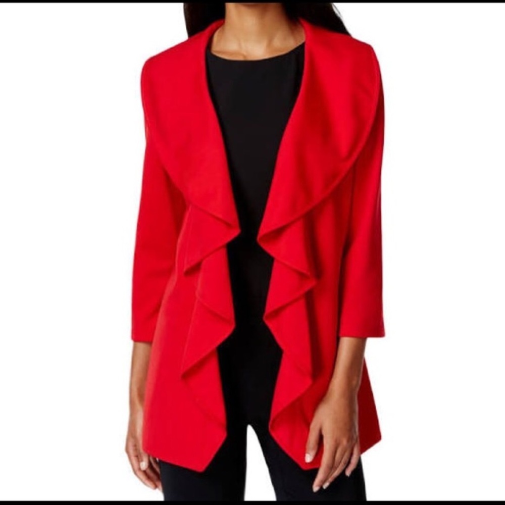 Calvin Klein Ruffled Open-front Blazer